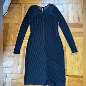 Calvin Klein Black Textured Long Sleeve Dress